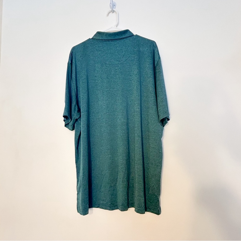 PGA tour golf polo mesh moisture wicking teal green blue button collar - Picture 3 of 6